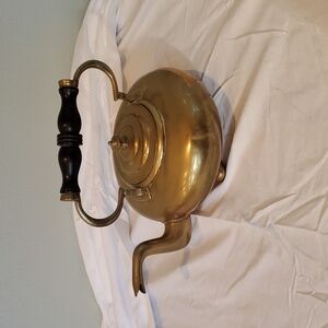 Vintage Brass Teapot with Black Handle